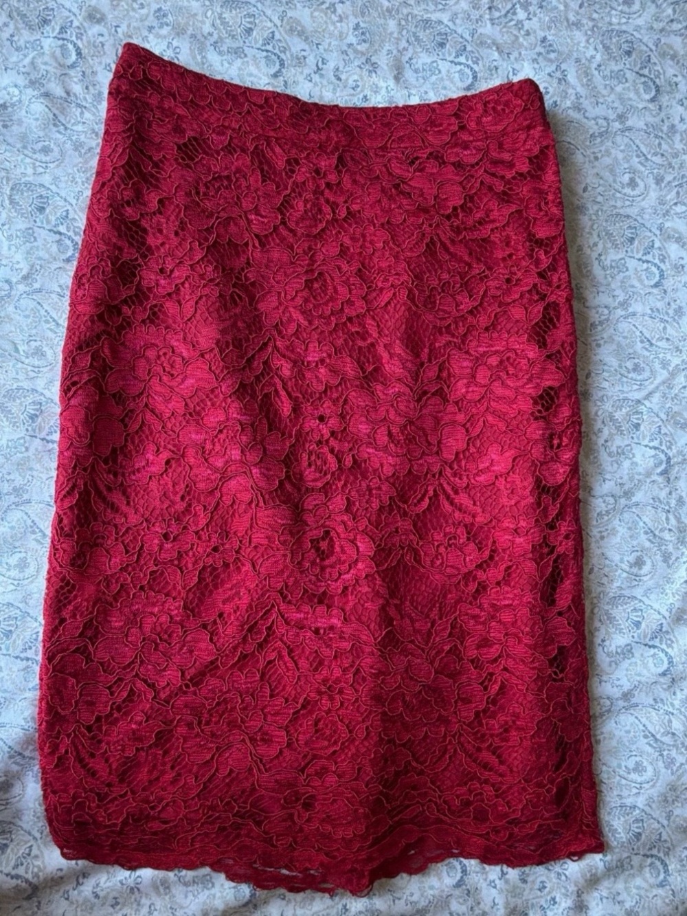 The Limited Burgundy Lace Pencil Skirt